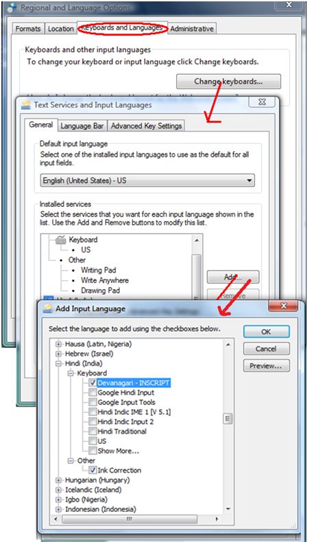 windows 7 Hindi Keyboard