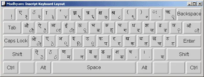 Devanagari inscript keyboard layout