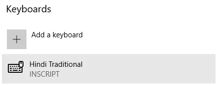 Enable Hindi keyboard Windows10