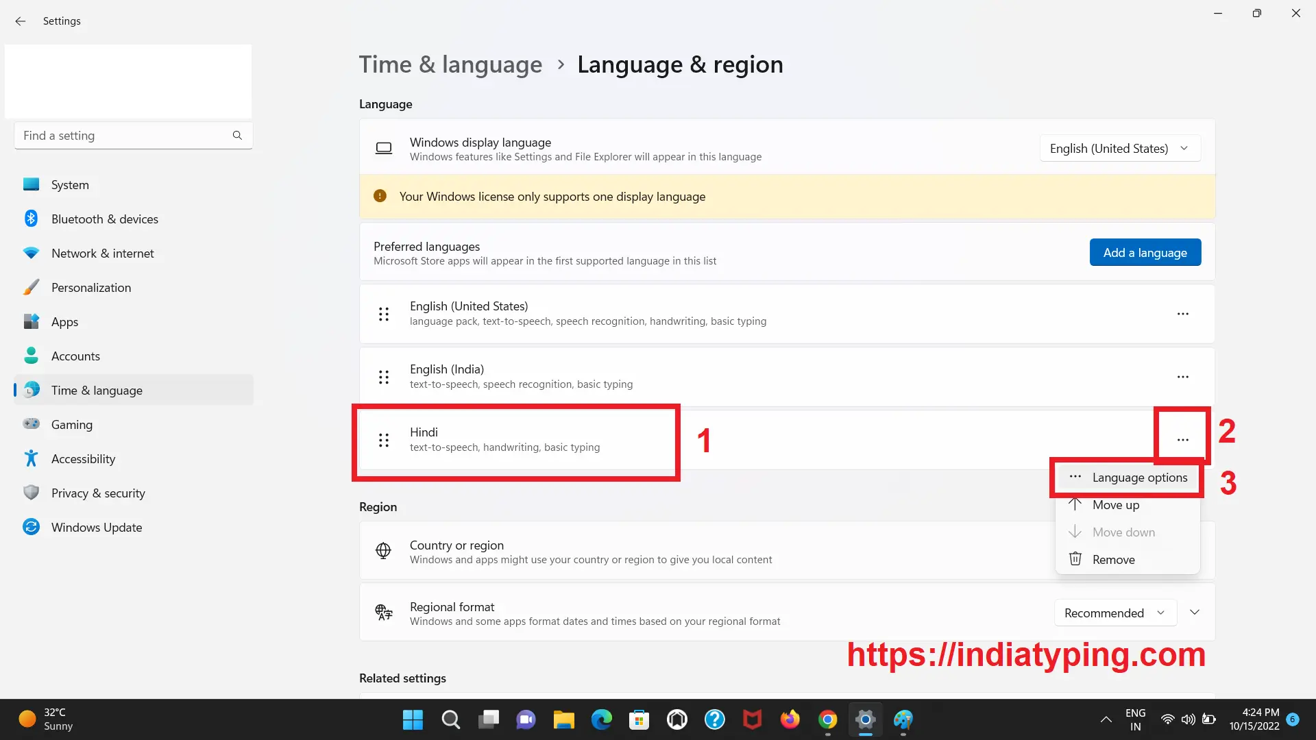 add hindi keyboard in windows 11