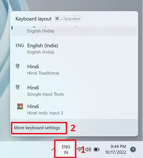 Enable Hindi Indic input in windows 11