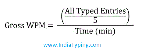 Hindi typing WPM hindi typing gross word per minute formula